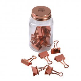 BOCAL PERSONNALISE DE 20 PINCES A DOCUMENTS CUIVRE 'DOCKI'