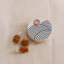 BOITE PERSONNALISABLE EN BOIS AVEC DES CARAMELS 'SCATI'