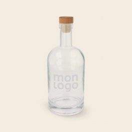 CARAFE PUBLICITAIRE EN VERRE BOUCHON BOIS 750ML 'POUPOI'
