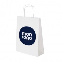 SAC PAPIER KRAFT PERSONNALISABLE ANSES TORSADÉES 'BLANCO'