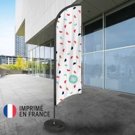 DRAPEAU PERSONNALISÉ ORIFLAMME PLUME + SOCLE EN BÉTON/PVC 'DRAPUS'
