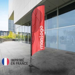 DRAPEAU PUBLICITAIRE ORIFLAMME PLUME + PIED PNEU 'DRAPUS'