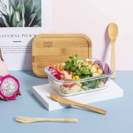 LUNCH BOX PERSONNALISABLE EN VERRE/BAMBOU 'FUSILI'