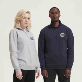 SWEAT PERSONNALISABLE DEMI ZIP MIXTE 'CONRAD'