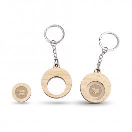 PORTE CLÉS AVEC JETON PERSONNALISABLE EN BAMBOU 'CASEL' 
