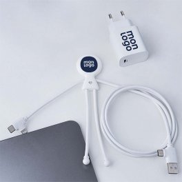 PACK DE CÂBLE ET PRISE PUBLICITAIRE XOOPAR® 'MR BIO FASTCHARGE PRISE 30W' 72H 