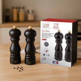 COFFRET 2 MOULINS SEL POIVRE PERSONNALISABLE 'DUO PARIS' 