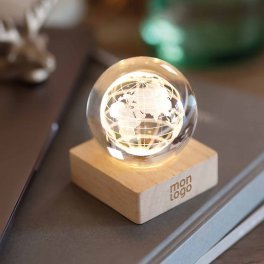 GLOBE LUMINEUX EN VERRE PERSONNALISABLE 'BOULGA'