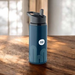 BOUTEILLE PERSONNALISABLE EN ACIER AVEC PAILLE 'FRIG'