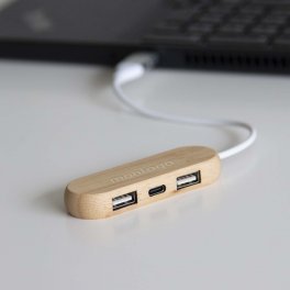 HUB DOUBLE USB BAMBOU PERSONNALISABLE 'FLOOPY'