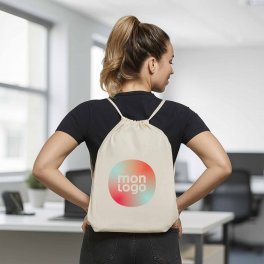 SAC CORDELETTE PERSONNALISE EN COTON ECRU 'RHIDA'