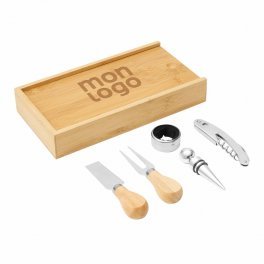 COFFRET VIN ET FROMAGE PERSONNALISE EN BAMBOU 'COFVINO'