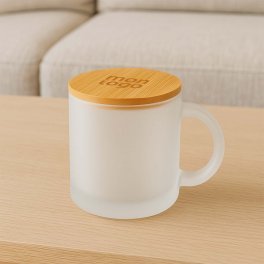 MUG VERRE COUVERCLE BAMBOU 330ML PERSONNALISABLE 'LEYHA'