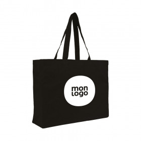 TOTE BAG PERSONNALISÉ GRAND FORMAT NOIR 220gr/m² 'MIRAMAR' 