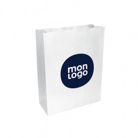 SAC KRAFT PUBLICITAIRE SANS ANSE BLANC 'COJA'