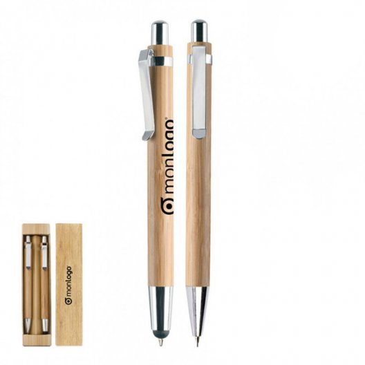 PARURE STYLO/STYLET ET PORTE MINES EN BAMBOU 'ALONA'
