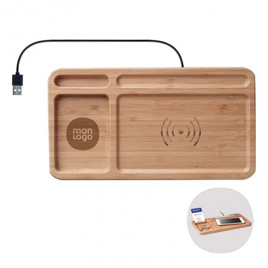 ORGANISEUR DE BUREAU PUBLICITAIRE AVEC CHARGEUR A INDUCTION 5W 'STENGER'