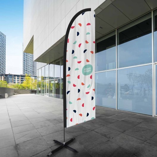 DRAPEAU PERSONNALISÉ ORIFLAMME PLUME + PIED CROISILLON 'DRAPUS'