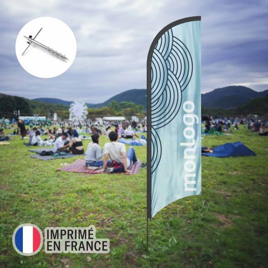 DRAPEAU PUBLICITAIRE ORIFLAMME PLUME + PIED À VISSER 'DRAPUS'