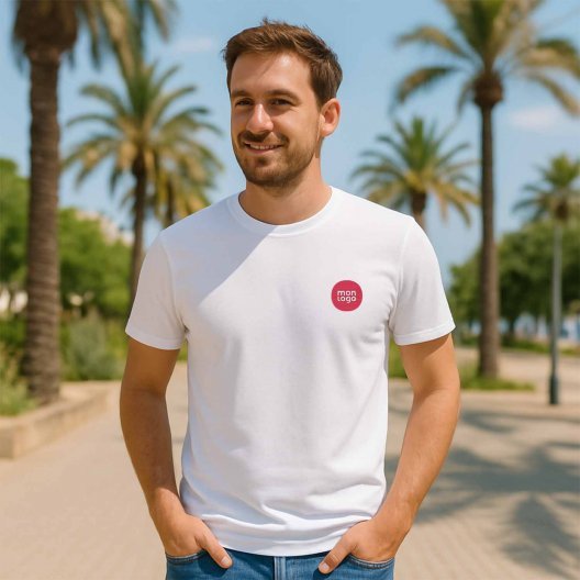 TEE SHIRT MIXTE PUBLICITAIRE 'ATOMOS BLANC' 150G