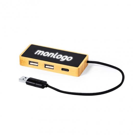 PORT USB BAMBOU LED TYPE C PUBLICITAIRE 'BAMBERPORT'