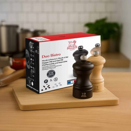 COFFRET 2 MOULINS SEL POIVRE PERSONNALISABLE 'DUO BISTRO'