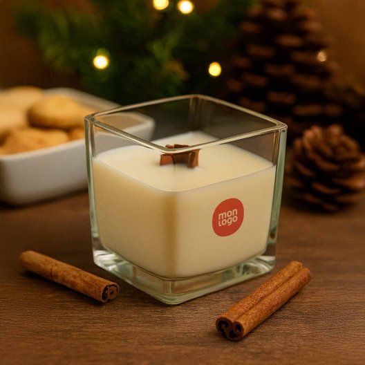 BOUGIE PARFUMEE MECHE BOIS PERSONNALISABLE 'BANILBO M'