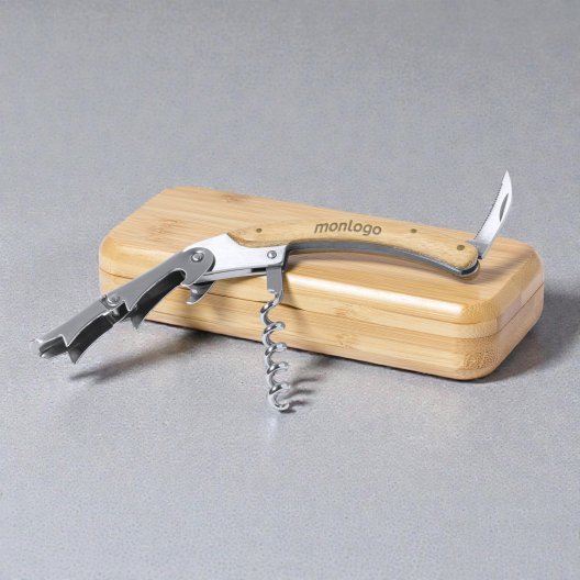 SOMMELIER AVEC BOITE PERSONNALISABLE 'ROUSSILLON BAMBOU '