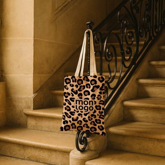 TOTE BAG IMPRESSION LEOPARD PERSONNALISABLE 'TICTOC'