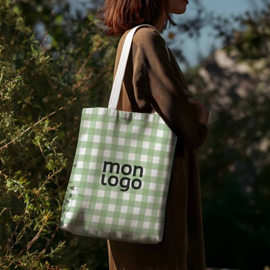 TOTE BAG IMPRESSION VICHY PERSONNALISABLE 'TICTOC'