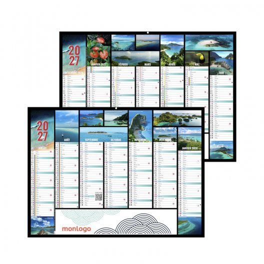 CALENDRIER BANCAIRE ILLUSTRÉ COUCHÉ SATINÉ PUBLICITAIRE 'JEANNE'