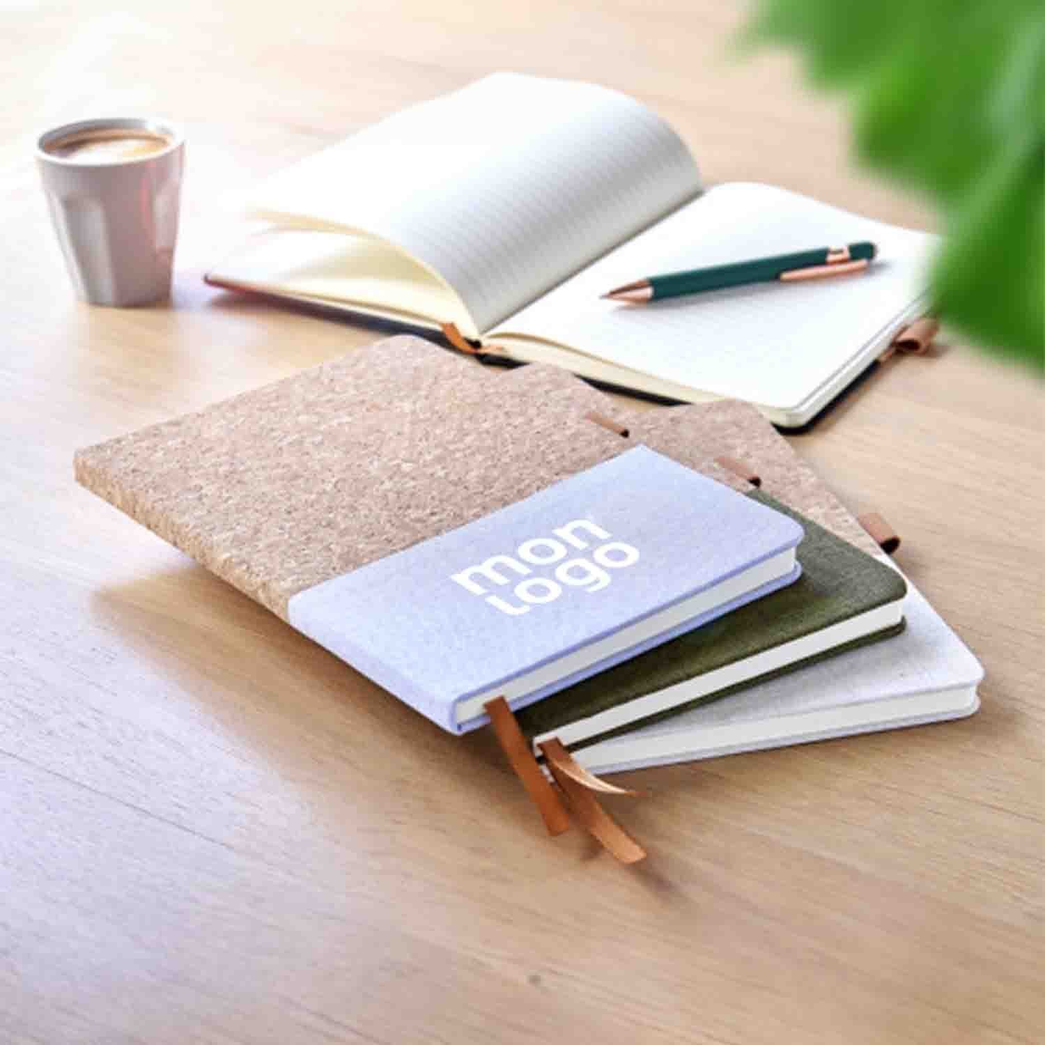 CARNET A5 PERSONNALISABLE LIEGE COTON 'NATURON COLOR'